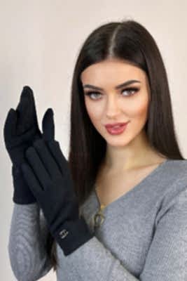 Фото товара Перчатки жен. текстиль M2, черный