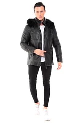 Фото товара Пуховик кожаный 1022.9040 ZIG, черный