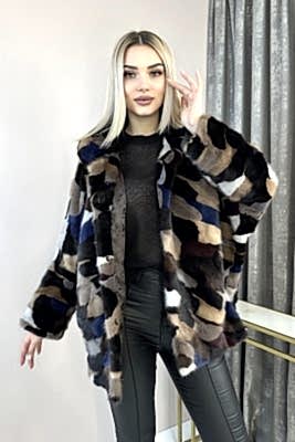 Фото товара Куртка норка 001/1001В (куски), бежево-черный