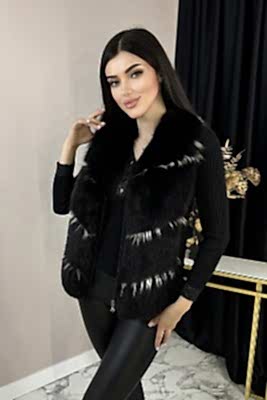 Фото товара Жилет 222.05 с отд. из песца, черный