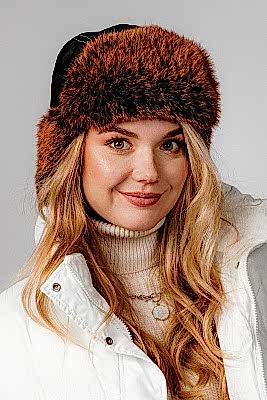 Фото товара Ушанка UWKTMKR001 кролик текстиль, Терракотовый бриза 