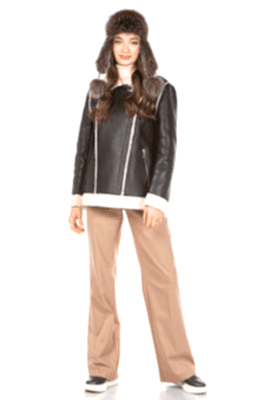 Фото товара Ушанка UWKKME001.003 енот кожа, мех серо-коричневый кожа синяя