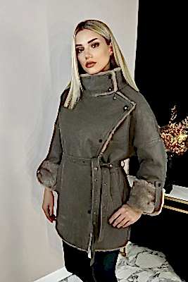 Фото товара Дубленка 1013.MSK-300 krek, серо-бежевый