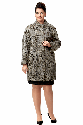 Фото товара Полупальто каракуль/свакара Бочонок, серый