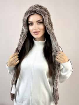 Фото товара Капор женский из меха кролика 001(вязка), Фиолетовая бриза