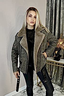 Фото товара Дубленка 1004.D-207 krek, бежево-черный