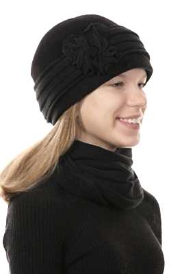 Фото товара Комплект трикотаж шапка+шарф, Черный