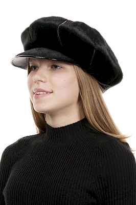 Фото товара Кепка KEWKMNE003 нерпа кожа, Черный